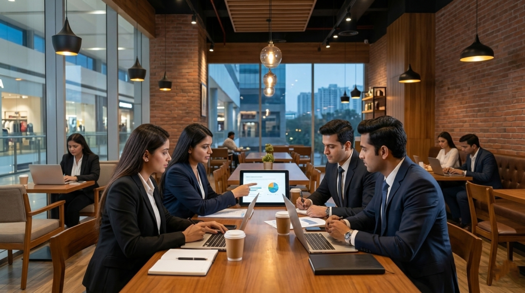 Best Cafes for Business Meetings in Noida at Cafe Delhi Heights.