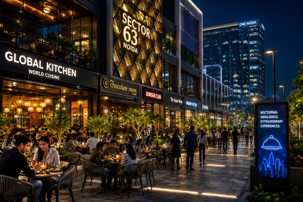 Nocturnal professionals exploring excellent late night food Sector 63 Noida establishments.