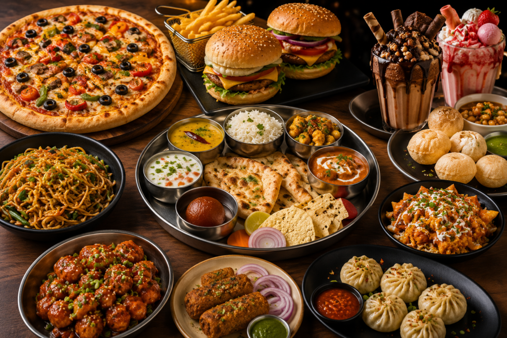 Delicious food items available at the best food mall in Noida.