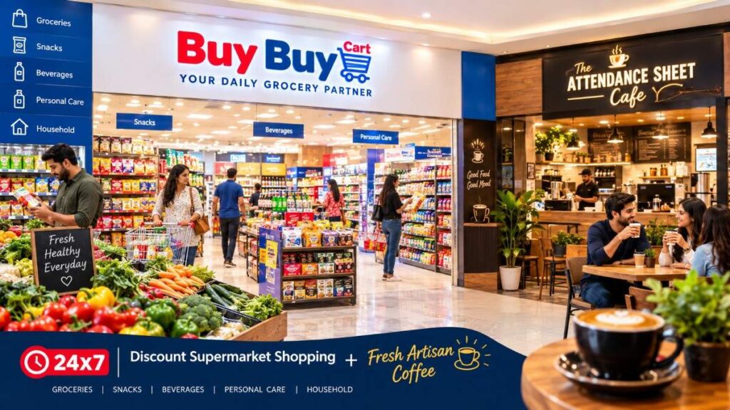 Fresh products on display at the discount grocery store in Sector 63 Noida